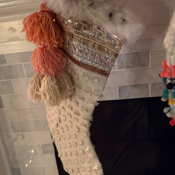 FP Movement by Free People Cream and Orange Holiday Stocking